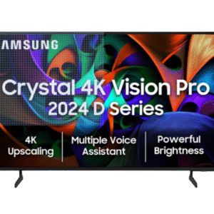 Samsung Crystal 4K Vision Pro 108 cm (43 inch) Ultra HD (4K) LED Smart Tizen TV with Bright Vision | 4K Upscaling | Multiple Voice Assistance Remote | Purcolor | HDR 10+ | Auto Game Mode | Q-Symphony | Knox Security (UA43DUE76AKLXL)